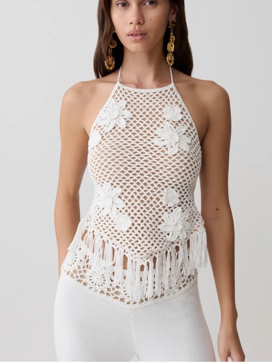 Meshki Tops - NWT Meshki Miley
Crochet Halter Top - Ivory